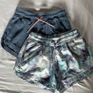 Athleta Double Pack Athletic Shorts — Charcoal & Iridescent Multicolor